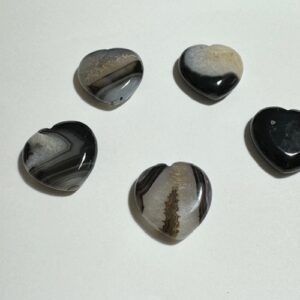 Black and white agate Hearts