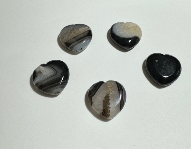 Black and white agate Hearts